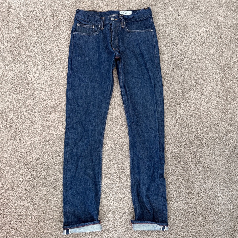 Gustin Jeans Mens 32x32 Blue Selvedge Denim Skinny #259 American Fourteener USA